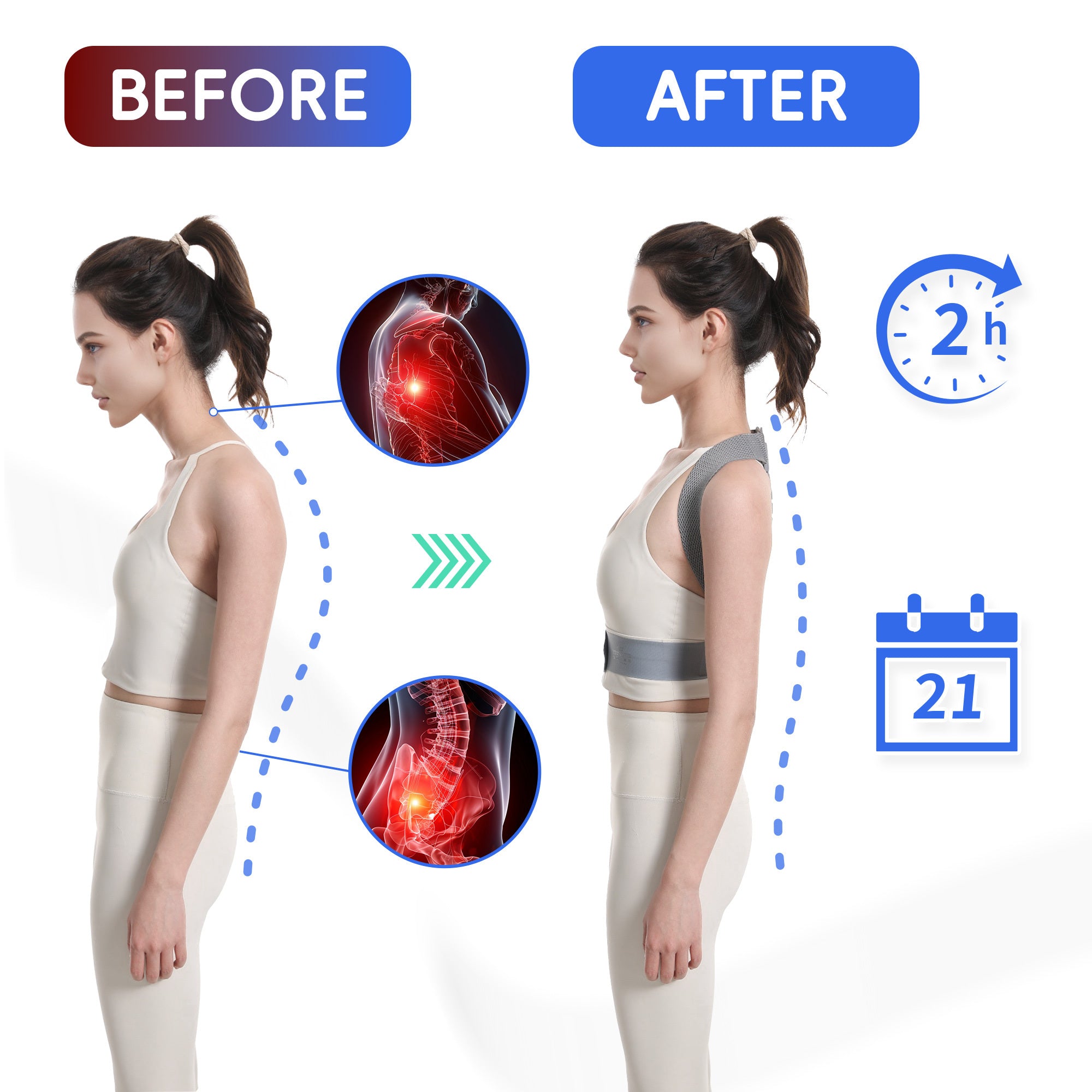 Posture Corrector for Men & Women – Adjustable Back Brace