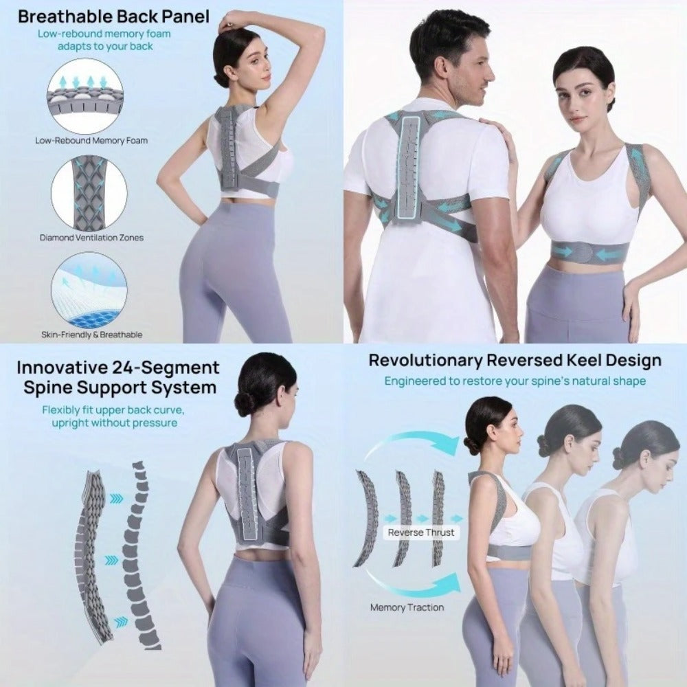 Posture Corrector for Men & Women – Adjustable Back Brace