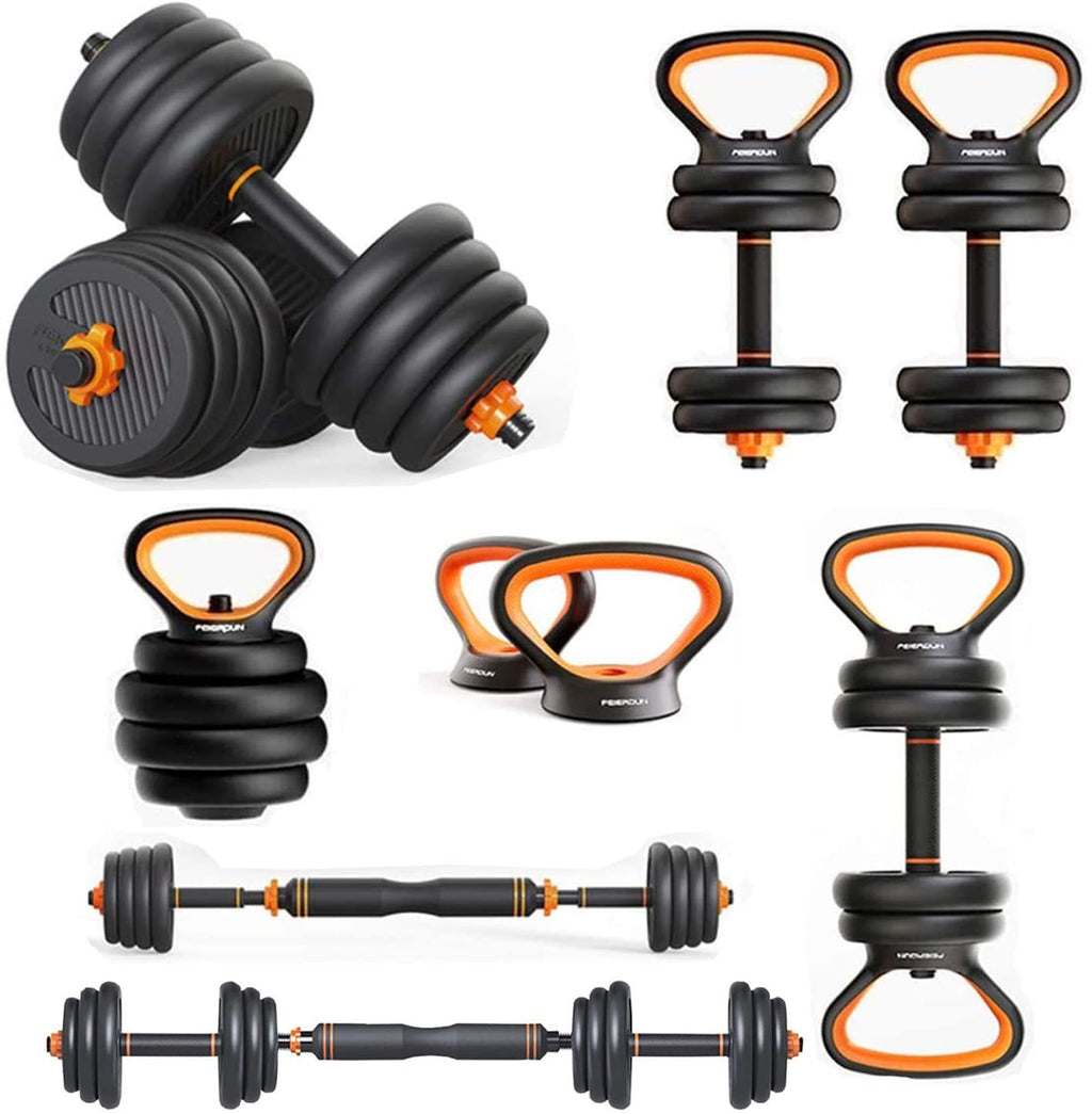 6-in-1 Adjustable Dumbbell Barbell Kettlebell Set - Home Gym