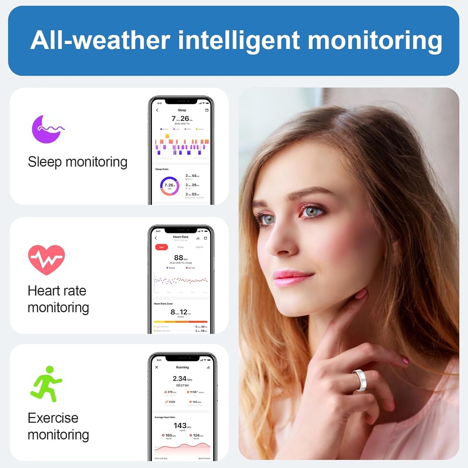 Smart Ring Fitness Tracker - Heart Rate & Sleep Monitor 2025