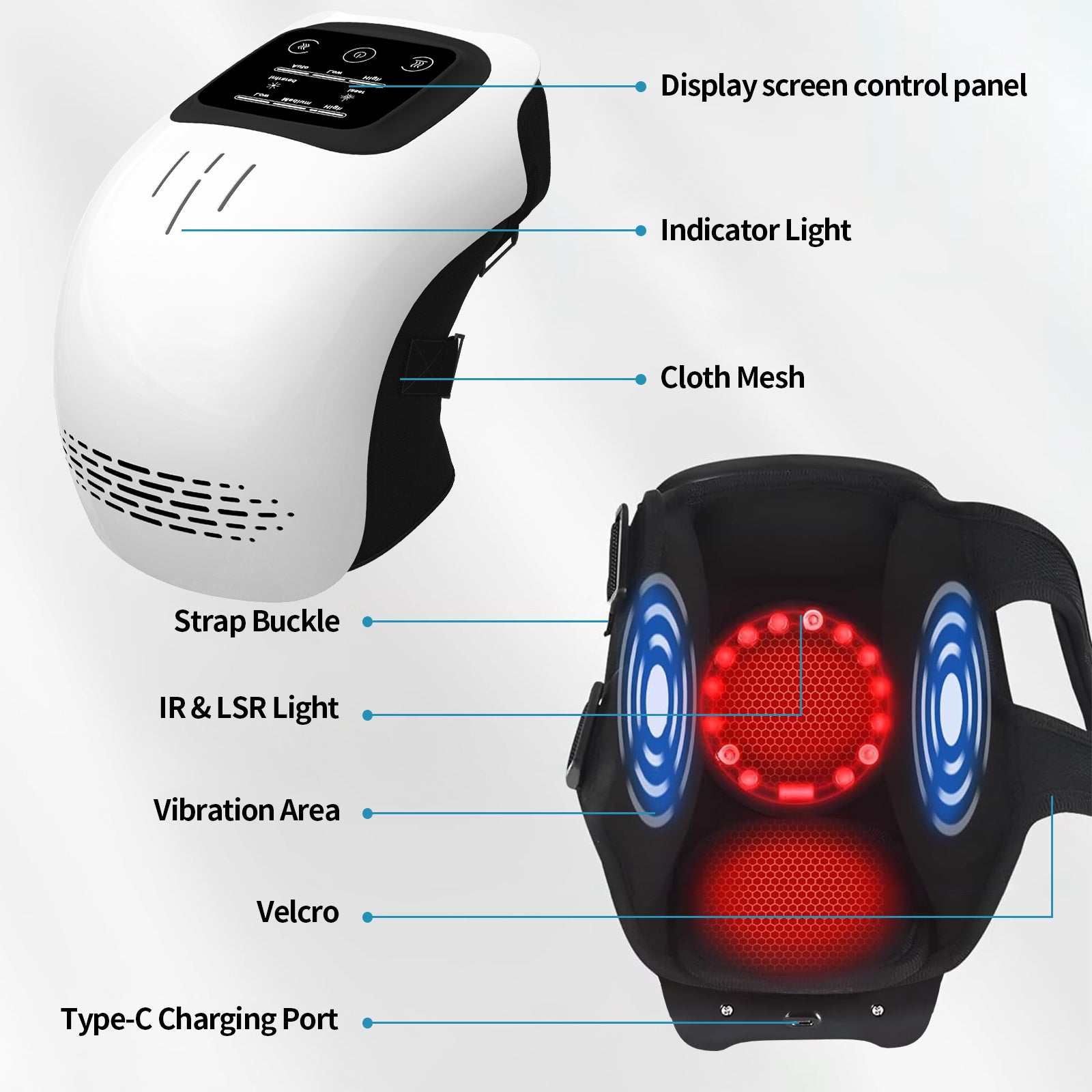 Electric Knee Massager - Heated Kneading Massager with Infrared & Vibration