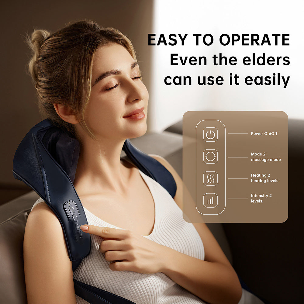 Kneading Shoulder Massager With Heat Therapy 2 Speed Modes Portable Neck Back Pain Relief