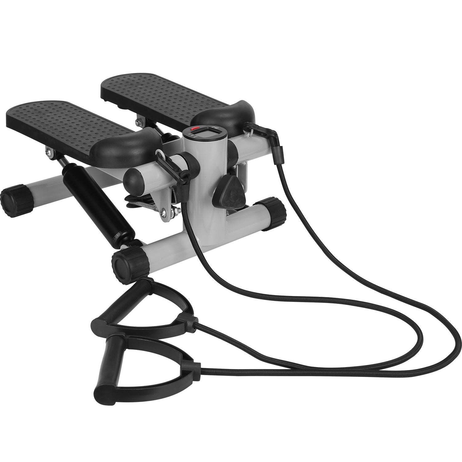 Step machine with resistance band on a white background