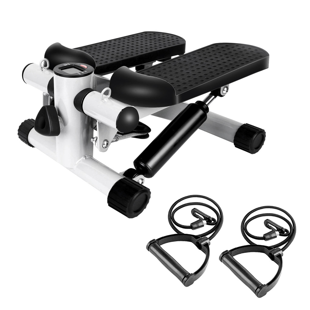 Step machine with resistance bands on a white background