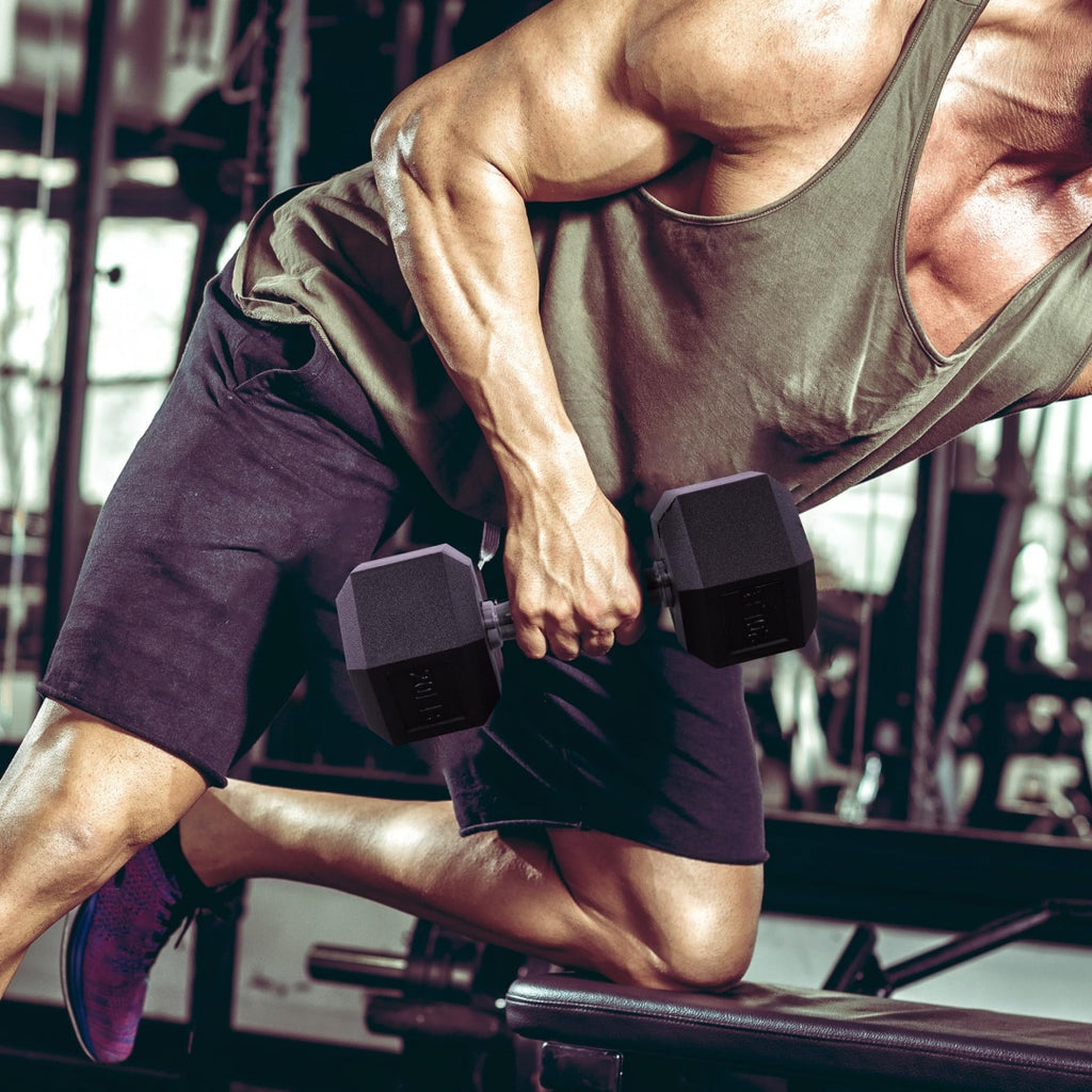 Hexagonal Dumbbells - Rubber Coated Weight Set for Home Gym