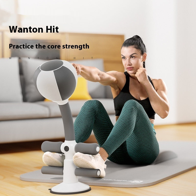 All in one freestanding boxing reflex bag and sit up core trainer for full home gym workouts.